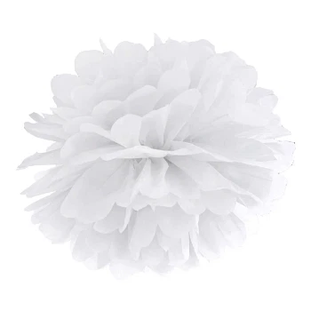 Pompon hvid 25cm. festartikler