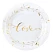 Paptallerken Love hvid/guld 23cm, 10 stk. festartikler