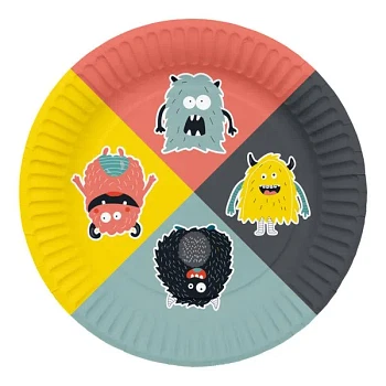 Paptallerken Monster 23cm, 8 stk. engangsservice