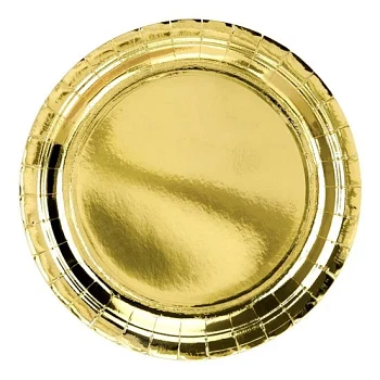 Paptallerken guld metallic 23cm, 6 stk. festartikler