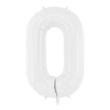 Folieballon tal 0 hvid 86cm festartikler