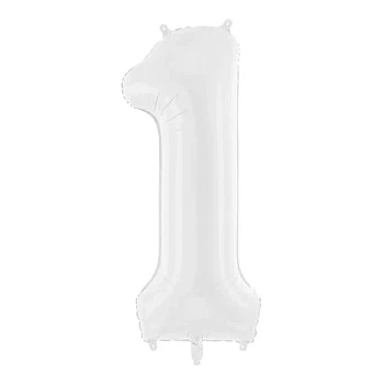 Folieballon tal 1 hvid 86cm festartikler