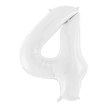 Folieballon tal 4 hvid 86cm festartikler