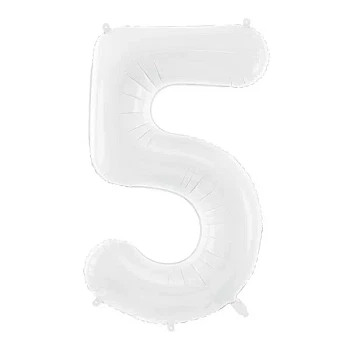 Folieballon tal 5 hvid 86cm festartikler