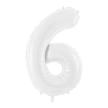 Folieballon tal 6 hvid 86cm festartikler