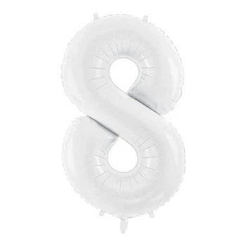 Folieballon tal 8 hvid 86cm festartikler