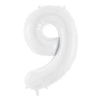 Folieballon tal 9 hvid 86cm festartikler