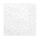Servietter hvide med guld prikker 3-lags 30x30cm 20stk