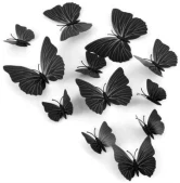 3D sorte sommerfugle wallstickers som vægdekoration med flot 3D effekt