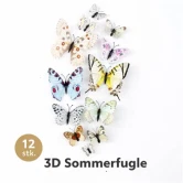 3D sommerfugle vægdekoration 12 stk farverige dekorative sommerfugle