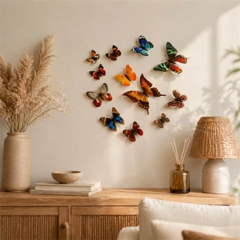 3D sommerfugle i brune nuancer som vægdekoration i hyggelig boligindretning