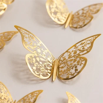 3D sommerfugl guld close up detalje med 3D effekt vægdekoration wallstickers