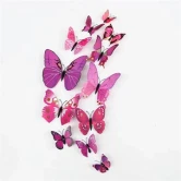 3D lilla sommerfugle vægdekoration sæt med 12 dekorative sommerfugle i forskellige størrelser