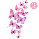 3D sommerfugle lyserøde 12 stk vægdekoration