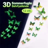 3D selvlysende grønne sommerfugle 12 stk glow in the dark vægdekoration