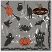 Halloween servietter med græskar og uhyggelige motiver – 33×33 cm, 20 stk.