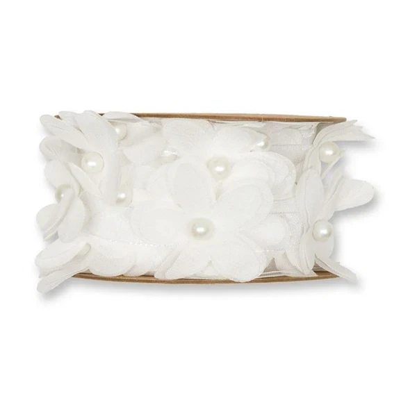 Blomster bånd Hvid 40mm x 3m