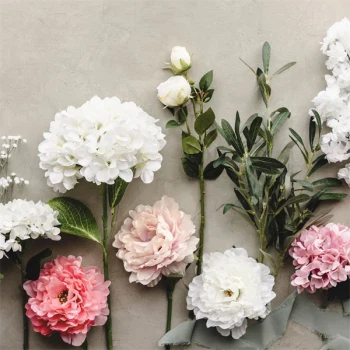 Rose med 2 hoveder creme/grøn 55cm kunstige blomster