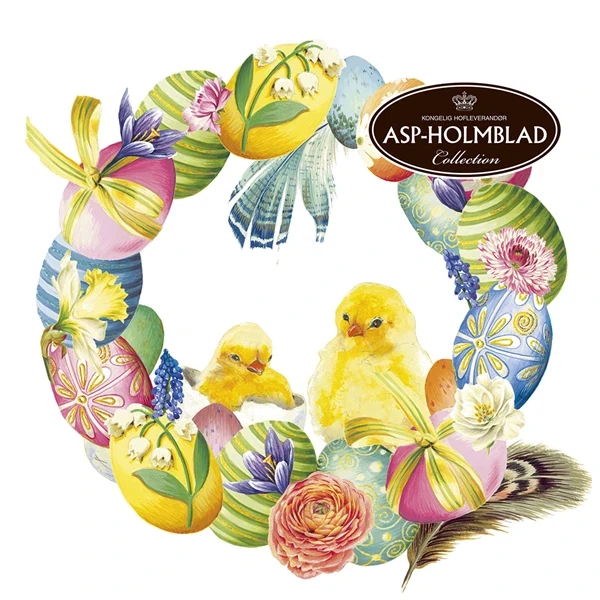 Påske Servietter Chicks in Wreath 33x33cm, 20 stk 