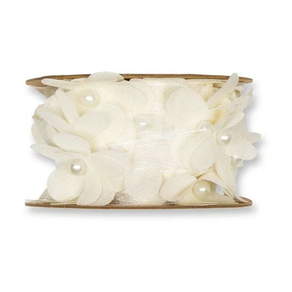 Blomster bånd creme 40mm x 3m