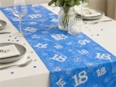 Bordløber 18 år fødselsdag blå/hvid 15cm x 15m