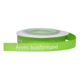 Bånd Årets Konfirmand limegrøn/sølv 1cm x 5m konfirmationspynt