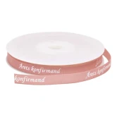 Bånd Årets Konfirmand rosa/sølv 9mm x 5m konfirmationspynt