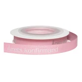 Bånd Årets Konfirmand rosa/sølv 1cm x 5m konfirmationspynt