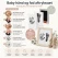 Infografik der viser hvordan man bruger et baby hånd og fod aftrykssæt med Clean Touch-teknologi til at lave sikre hånd- og fodaftryk af en nyfødt baby.