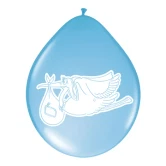 Balloner Baby Shower Stork lyseblå 30cm, 8 stk. babyshowerfest