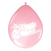 Balloner Baby Shower Stork lyserød 30cm, 8 stk. babyshowerfest