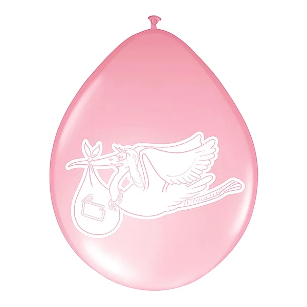 Balloner Baby Shower Stork lyserød 30cm, 8 stk. babyshower
