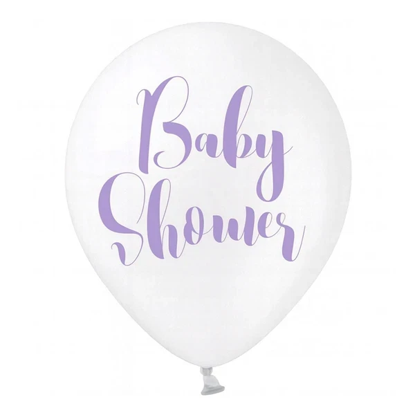 Balloner Baby Shower klar/lys lilla 30cm, 6 stk. festpynt