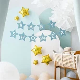 Guirlande Babyshower Stjerner lyseblå  drenge pynt