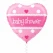 Pink hjerteformet folie ballon med Baby Shower tekst, 45 cm baby shower ballon til pynt