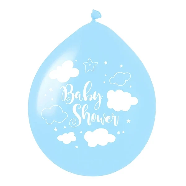 Balloner Baby Shower hvid/lyseblå 30cm, 8 stk. festpynt