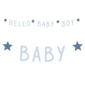 Guirlande Hello Baby Boy lyseblå/blå 1,5m babyshower