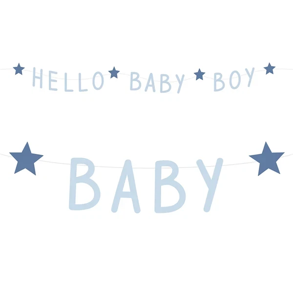 Guirlande Hello Baby Boy lyseblå/blå 1,5m babyshower