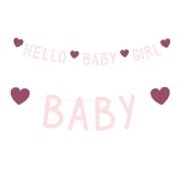 Guirlande Hello Baby Girl lyserød/rød 1,5m babyshower