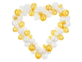 Ballonbue Hjerte hvid/guld 1,5m 68 balloner