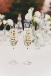 Glas Stickers "Bride & Groom" Guld