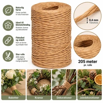 Bindewire natur 0,4 mm x 205 m til blomsterbinding, kranse og dekorationer