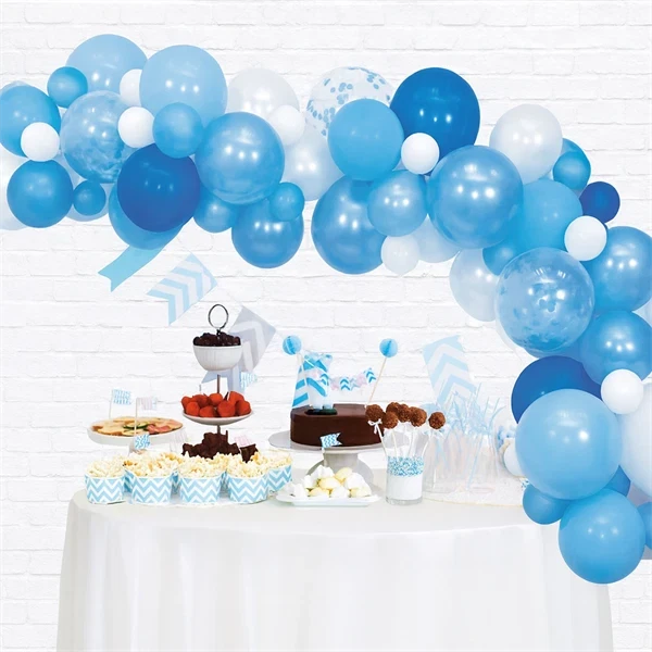 Ballonbue hvid/lyseblå/blå 4m festpynt