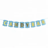 Guirlande Candy Bar guld/lyseblå 15cm x 1,3m festartikler