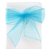 Stolesløjfe organza blå 18cm x 2,75m, 5 stk. festpynt