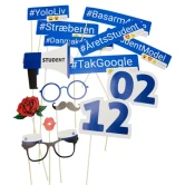 Photobooth selfie props Blå student, 15 stk. studenterfest