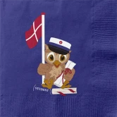 Servietter Student Ugle blå 33cm x 33cm, 20 stk. studenterfest