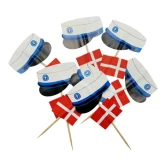 Kagetoppe Studenterhue og flag hvid/mørk blå, 12 stk. studenterpynt