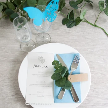 Bordkort Sommerfugl aquablå, 10 stk. bordpynt