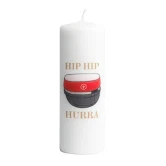 Bloklys rød studenterhue Hip Hip Hurra 5cm x 15cm studenterpynt